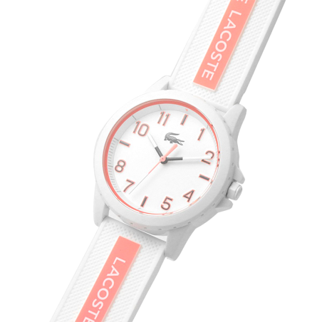 Montre enfant lacoste rider silicone blanc et rose – junior
