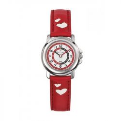 Montre enfant certus junior cuir rouge coeur - pedagogiques - edora - 0