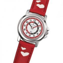 Montre enfant certus junior cuir rouge coeur - pedagogiques - edora - 1