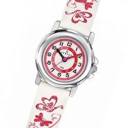 Montre enfant certus junior cuir blanc et rouge - pedagogiques - edora - 1