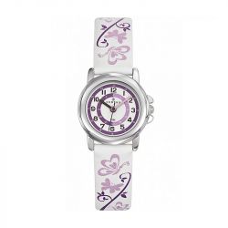 Montre enfant certus junior cuir blanc et violet - pedagogiques - edora - 0