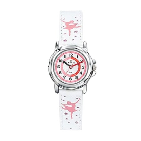Montre enfant certus junior cuir blanc et rose – pédagogiques