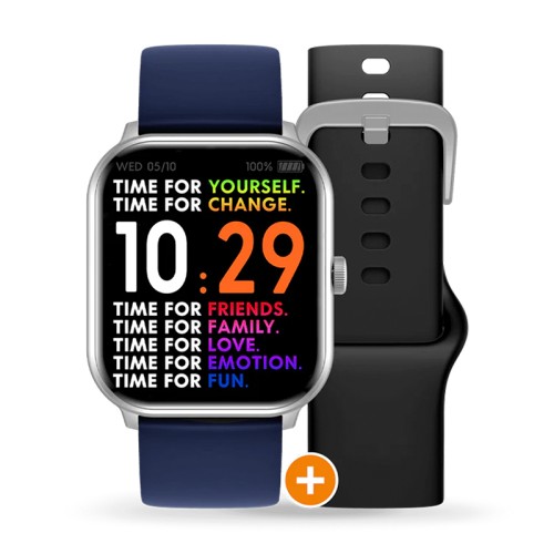 Montre Connectée Homme ICE WATCH SMART 1.0 SILVER Silicone Bleu et Silicone Noir