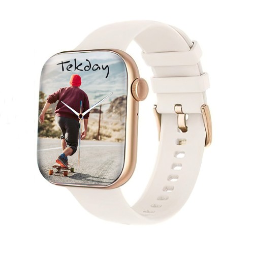 Montre Mixte Connectée TEKDAY DORE ROSE Silicone Blanc