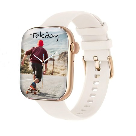 Montre Mixte Connectée TEKDAY DORE ROSE Silicone Blanc