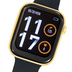 Montre mixte connectée tekday dore silicone noir - montre connectée homme & femme - - connectees - edora - 1