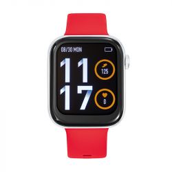 Montre mixte connectée tekday argent silicone rouge - montre connectée homme & femme - - connectees - edora - 0