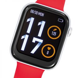 Montre mixte connectée tekday argent silicone rouge - montre connectée homme & femme - - connectees - edora - 1
