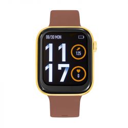 Montre mixte connectée tekday dore silicone brun - montre connectée homme & femme - - connectees - edora - 0