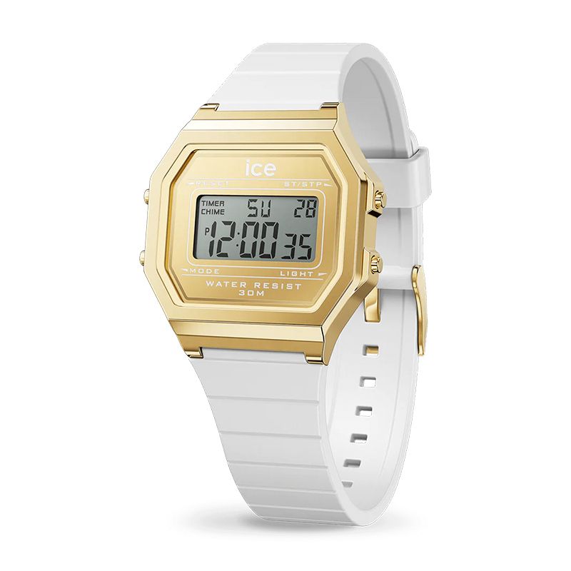 Montre digitale femme s ice watch digit retro gold silicone blanc - montre digitale homme, femme & enfant - edora - digitales - edora