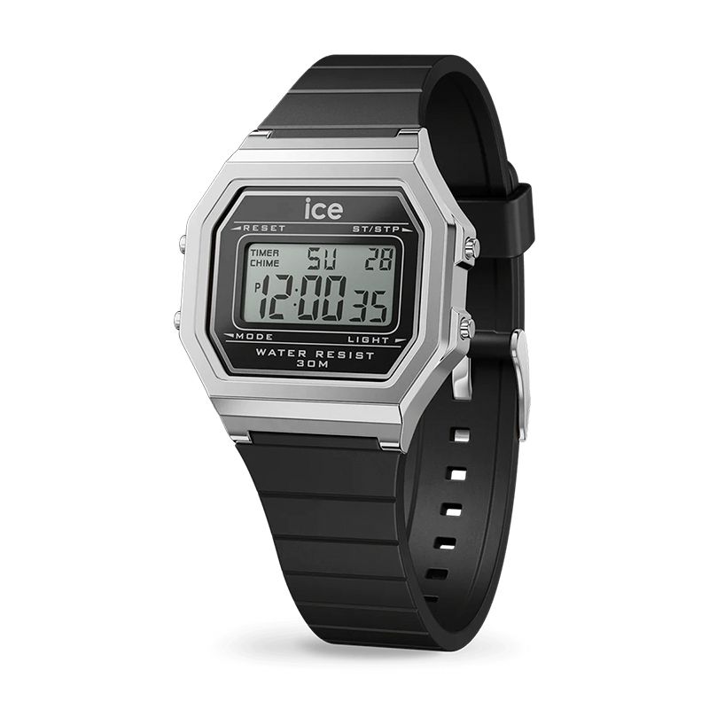 Montre digitale femme s ice watch digit retro silver silicone black - montre digitale homme, femme & enfant - edora - digitales - edora