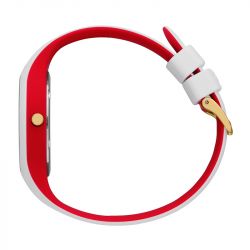Montre femme m ice watch loulou white gold chic silicone blanc et rouge - analogiques - edora - 2