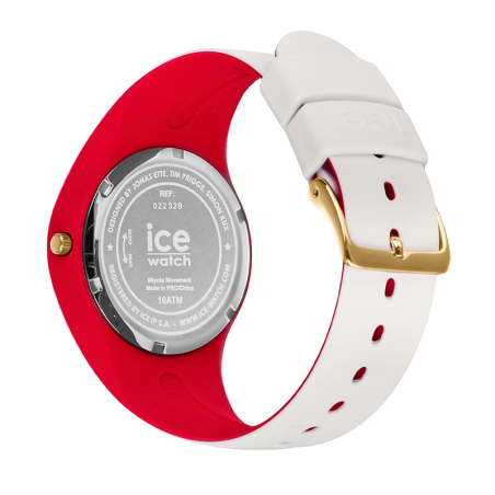 Montre femme m ice watch loulou white gold chic silicone blanc et rouge – analogiques