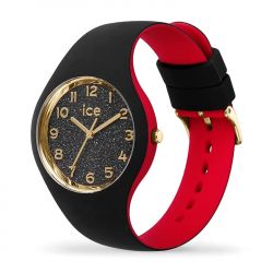 Montre femme s ice watch loulou black glitter chic silicone noir et rouge - analogiques - edora - 1