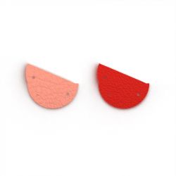 Cuir boucles d'oreilles demi rond 30mm les georgettes barbe à papa rouge acidulé - cuirs - edora - 0