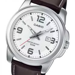 Montre homme casio timeless cuir brun - analogiques - edora - 1