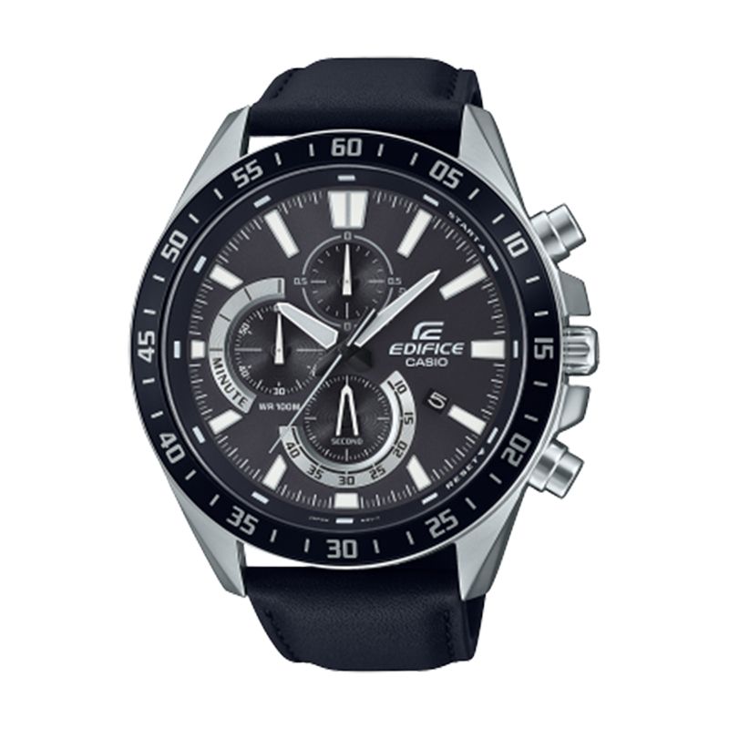 Montre homme chronographe casio edifice cuir noir - chronographes - edora