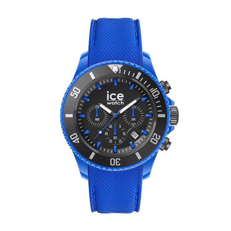 Montre chronographe homme l ice watch chrono neon blue silicone bleu - chronographes - edora