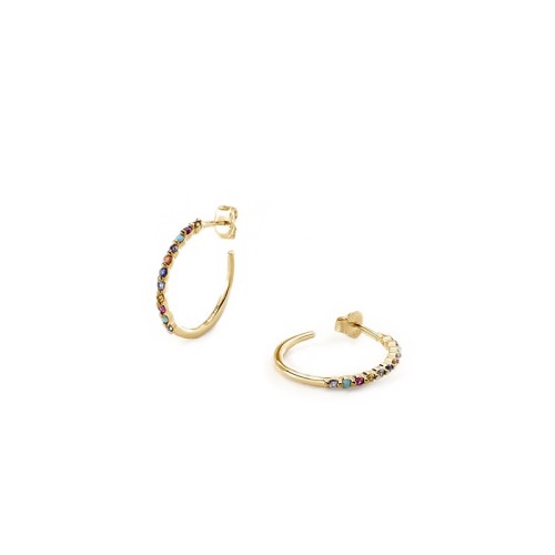 Boucles d'Oreilles Femme Créoles 20mm AGATHA BELOVED Argent 925/1000 Doré Oxydes de Zirconium