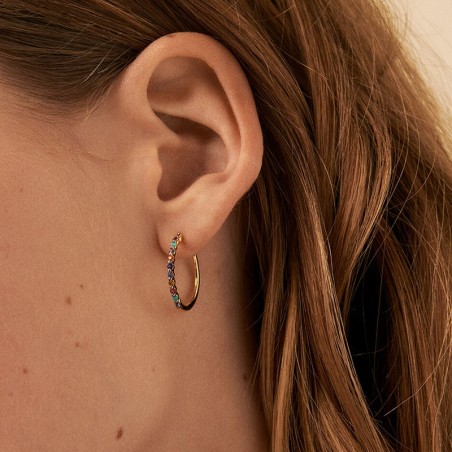 Boucles d'Oreilles Femme Créoles 20mm AGATHA BELOVED Argent 925/1000 Doré Oxydes de Zirconium