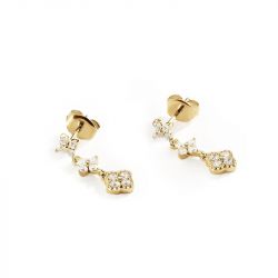 Boucles d'oreilles femme pendantes agatha beloved argent 925/1000 doré oxydes de zirconium - pendantes - edora - 0