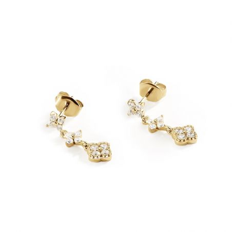 Boucles d’oreilles pendantes argent, or, perles & or blanc femme - pendantes - edora - 1