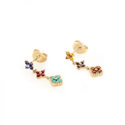 Boucles d'oreilles femme pendantes agatha beloved argent 925/1000 doré oxydes de zirconium - pendantes - edora - 0