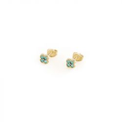 Boucles d'oreilles femme puces agatha beloved argent 925/1000 doré oxydes de zirconium 02390402-731-tu - puces - edora - 0