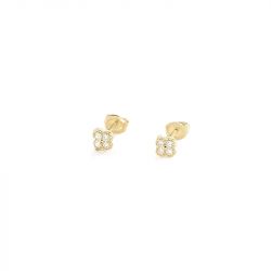 Boucles d'oreilles femme puces agatha beloved argent 925/1000 doré oxydes de zirconium 02390402-137-tu - puces - edora - 0