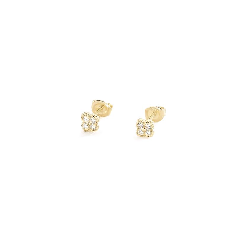 Boucles d'oreilles femme puces agatha beloved argent 925/1000 doré oxydes de zirconium 02390402-137-tu - puces - edora