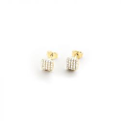 Boucles d'oreilles femme puces agatha gloria argent 925/1000 doré oxydes de zirconium 02390268-137-tu - puces - edora - 0