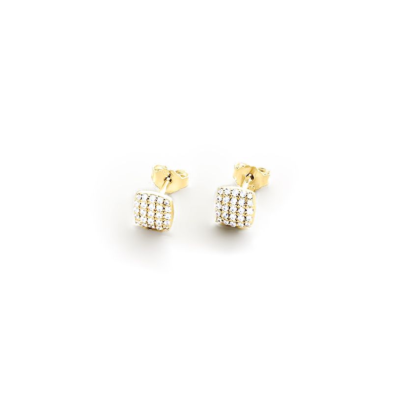 Boucles d'oreilles femme puces agatha gloria argent 925/1000 doré oxydes de zirconium 02390268-137-tu - puces - edora