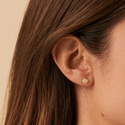 Boucles d'oreilles femme puces agatha gloria argent 925/1000 doré oxydes de zirconium 02390268-137-tu - puces - edora - 1