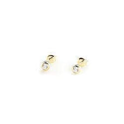 Boucles d'oreilles femme puces agatha rond argent 925/1000 doré oxydes de zirconium 02390113-137-tu - puces - edora - 0