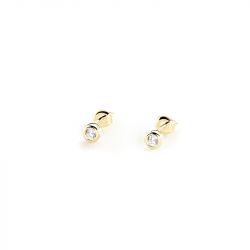 Boucles d'oreilles femme puces agatha rond argent 925/1000 doré oxydes de zirconium - puces - edora - 0