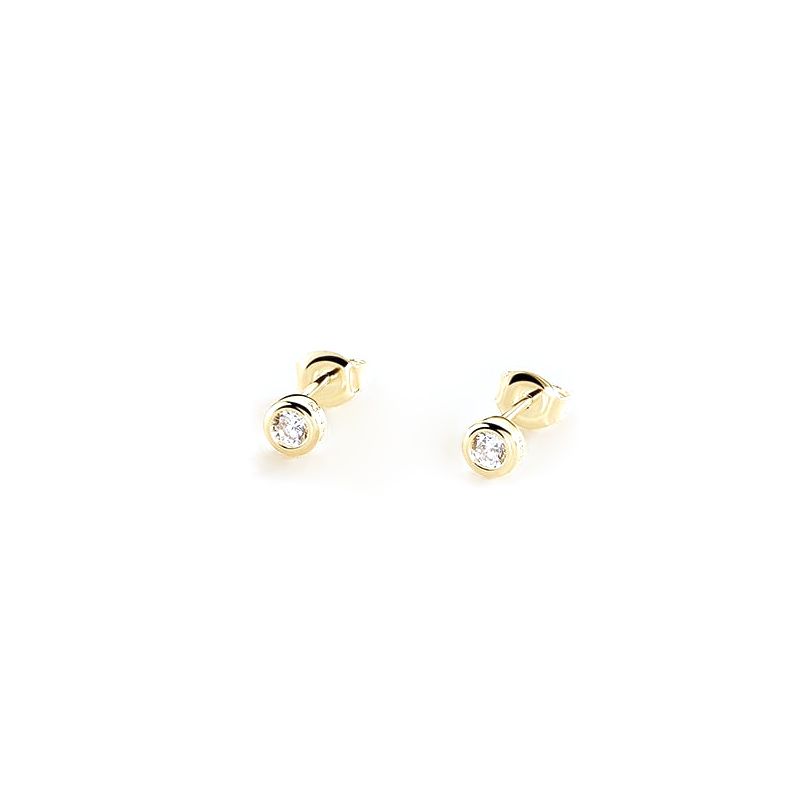 Boucles d'oreilles femme puces agatha rond argent 925/1000 doré oxydes de zirconium 02390113-137-tu - puces - edora
