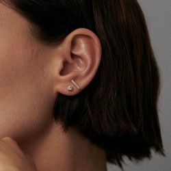 Boucles d'oreilles femme puces agatha rond argent 925/1000 doré oxydes de zirconium 02390113-137-tu - puces - edora - 2