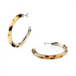 Boucles d'oreilles femme créoles 45mm agatha anneau résine et laiton - creoles - edora - 0