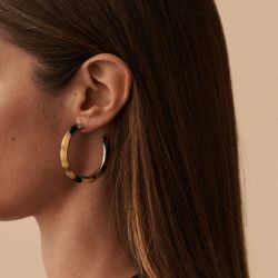 Boucles d'oreilles femme créoles 45mm agatha anneau résine et laiton - creoles - edora - 1