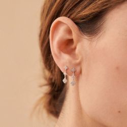 Boucles d'oreilles femme pendantes agatha fleurs argent 925/1000 oxydes de zirconium - pendantes - edora - 2