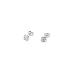 Boucles d'oreilles femme puces agatha fleurs argent 925/1000 oxydes de zirconium - puces - edora - 0