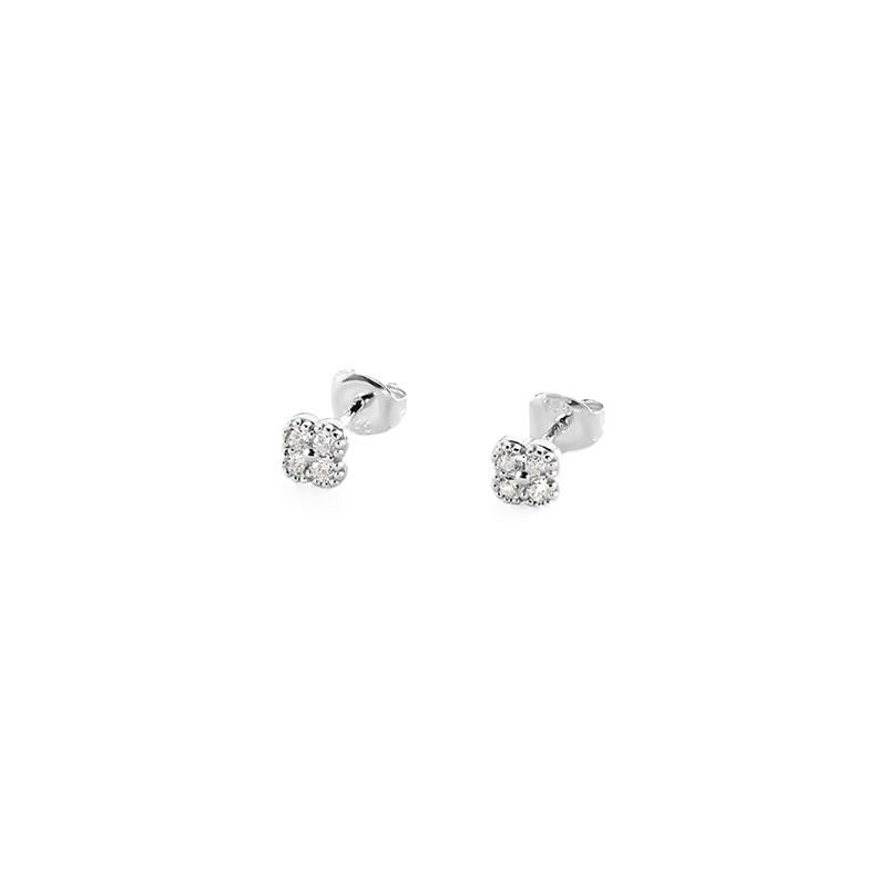 Boucles d'oreilles femme puces agatha fleurs argent 925/1000 oxydes de zirconium - puces - edora