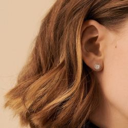 Boucles d'oreilles femme puces agatha argent 925/1000 oxydes de zirconium - puces - edora - 1