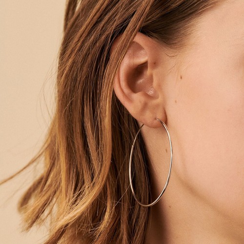 Boucles d'Oreilles Femme Créoles 50mm AGATHA Argent 925/1000