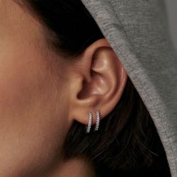 Boucles d'oreilles femme créoles agatha argent 925/1000 oxydes de zirconium 02320436-136-tu - creoles - edora - 1