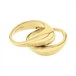 Bague femme 56 calvin klein elongated drops shapes acier doré - bagues-femmes - edora - 0