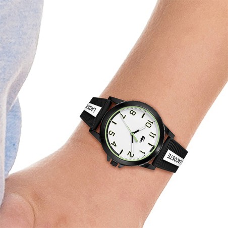Montre enfant lacoste teen rider silicone noir et blanc – junior