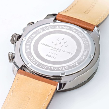 Montre chronographe homme patrouille de france athos 3 cuir brun – chronographes