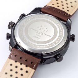 Montre chronographe digitale homme patrouille de france athos 1 cuir brun - chronographes - edora - 2