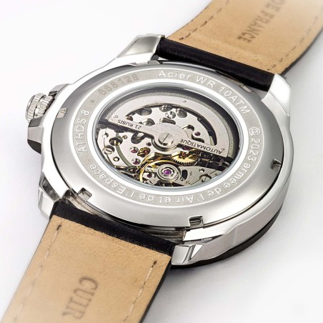 Montre automatique homme patrouille de france athos 8 cuir noir – automatiques